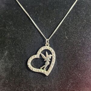 Disney Tinker Bell Silvertone Pendant Necklace